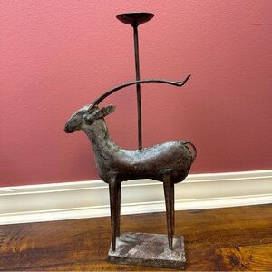 Tall Single MCM Art Metal Sculpture/Figure Antelope Gazelle Deer Candle Holders